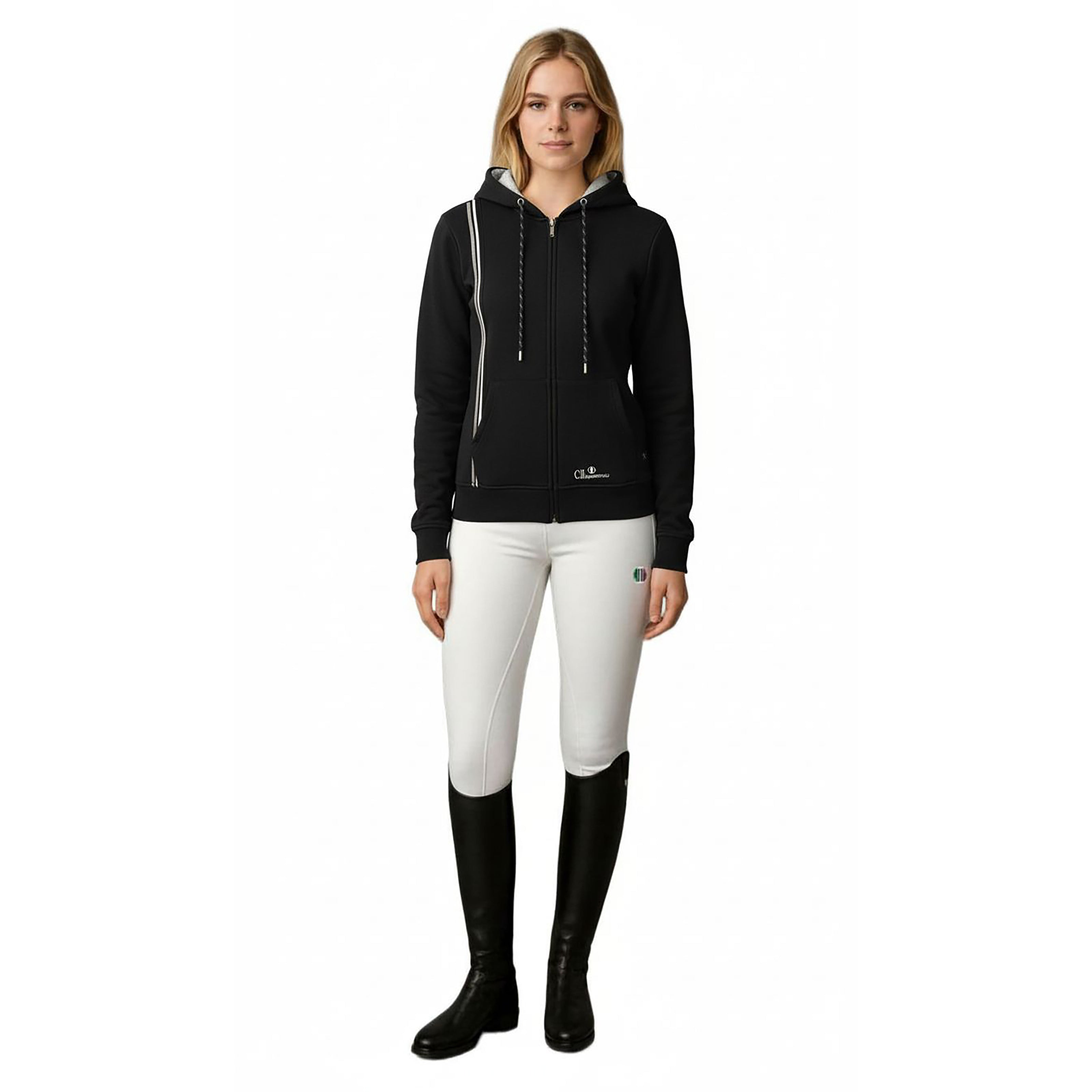 MENTECA Longsleeved Zip Hoodie Black (Jet Black)