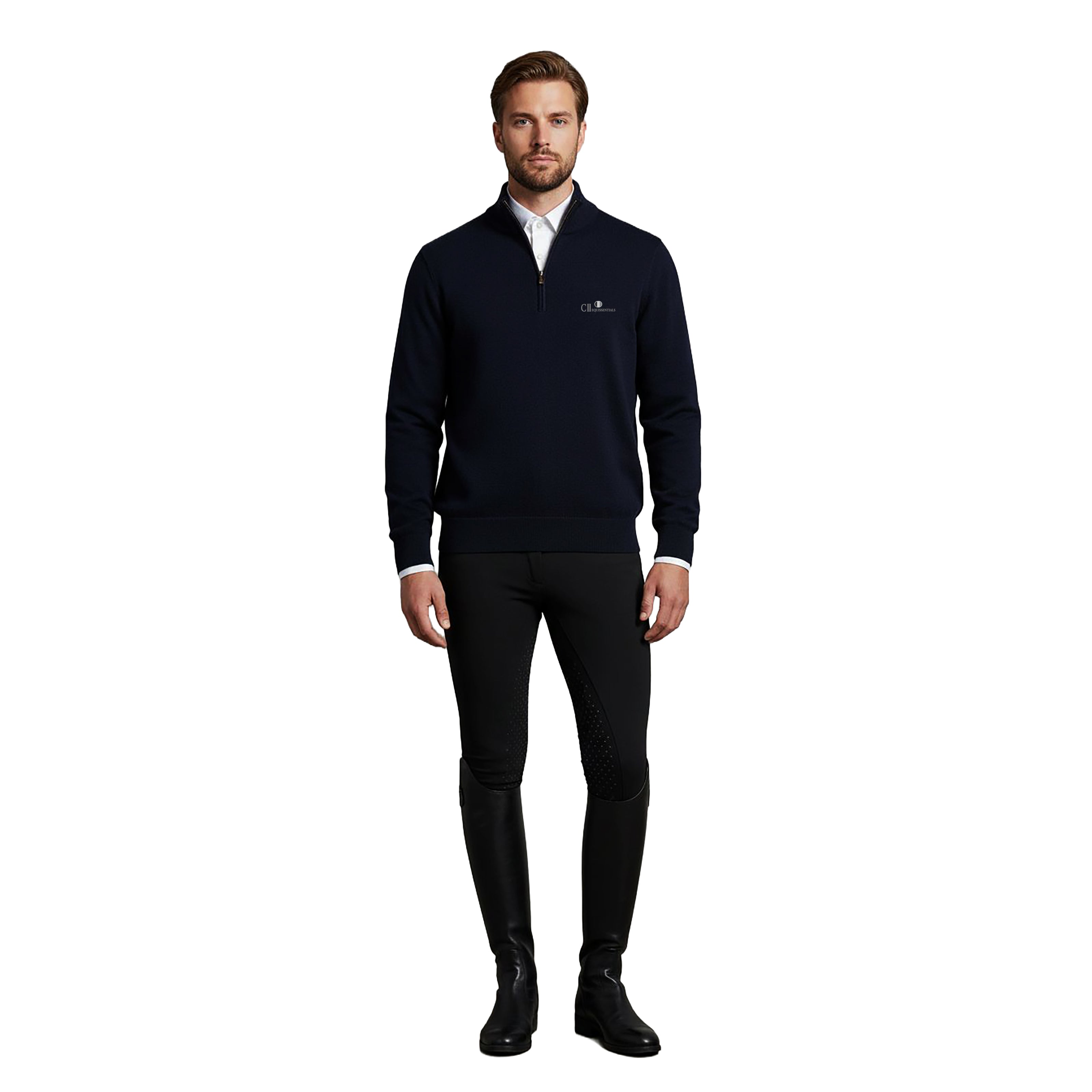 LIVERMORE Longsleeved Zip Neck Pullover Black (Jet Black)