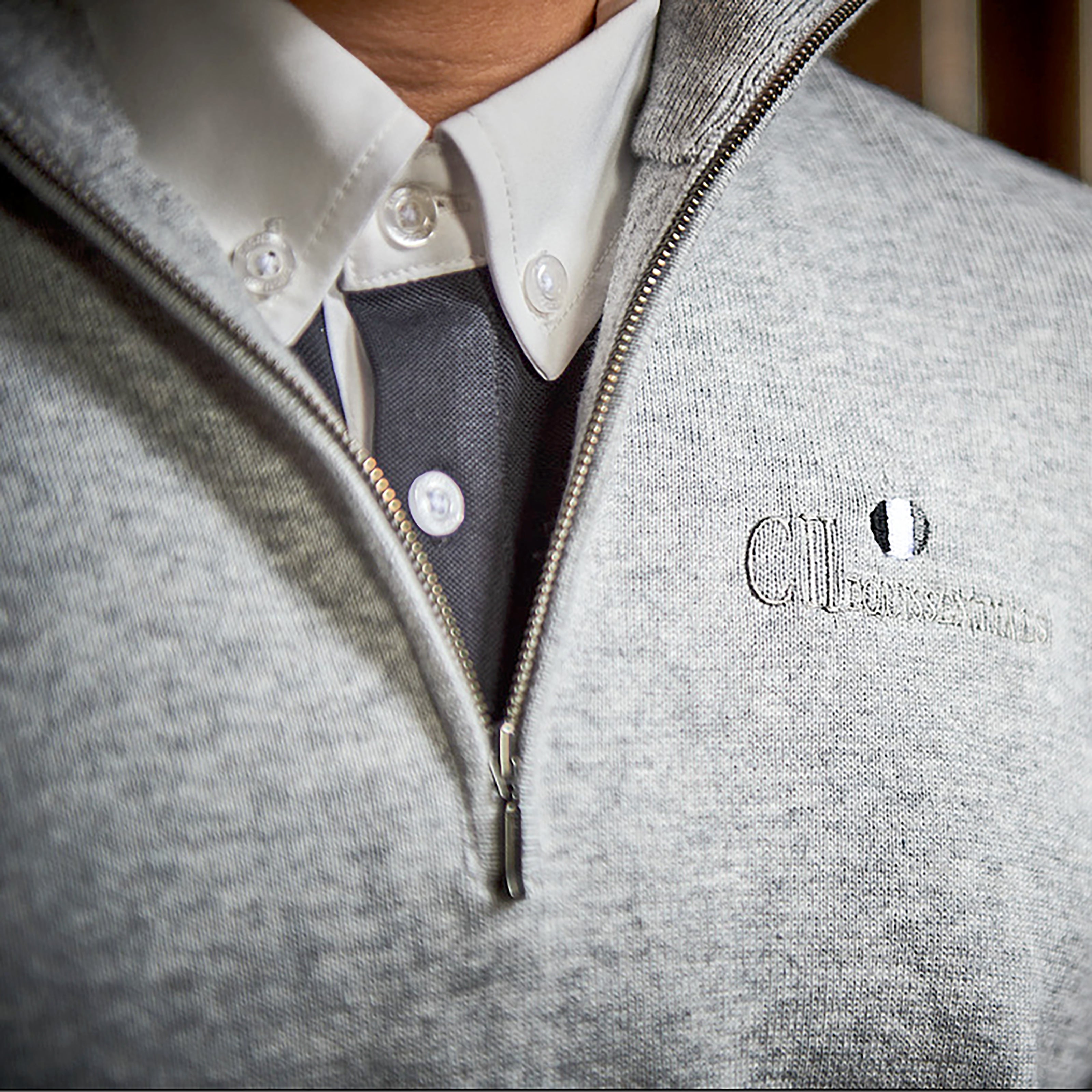 LIVERMORE Longsleeved Zip Neck Pullover Grey Melange