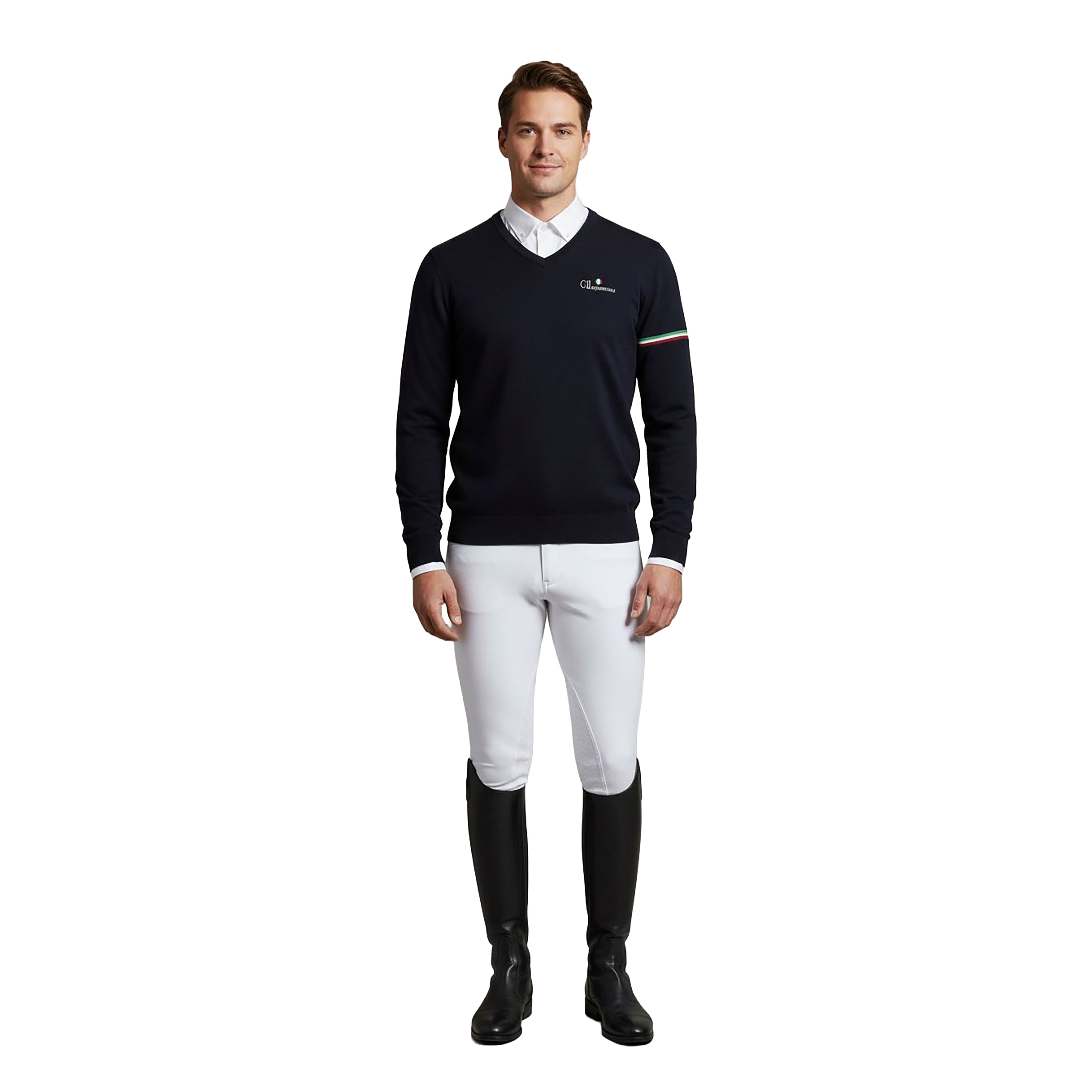 PLEASANTON Longsleeved V-Neck Pullover Navy (Black Iris)
