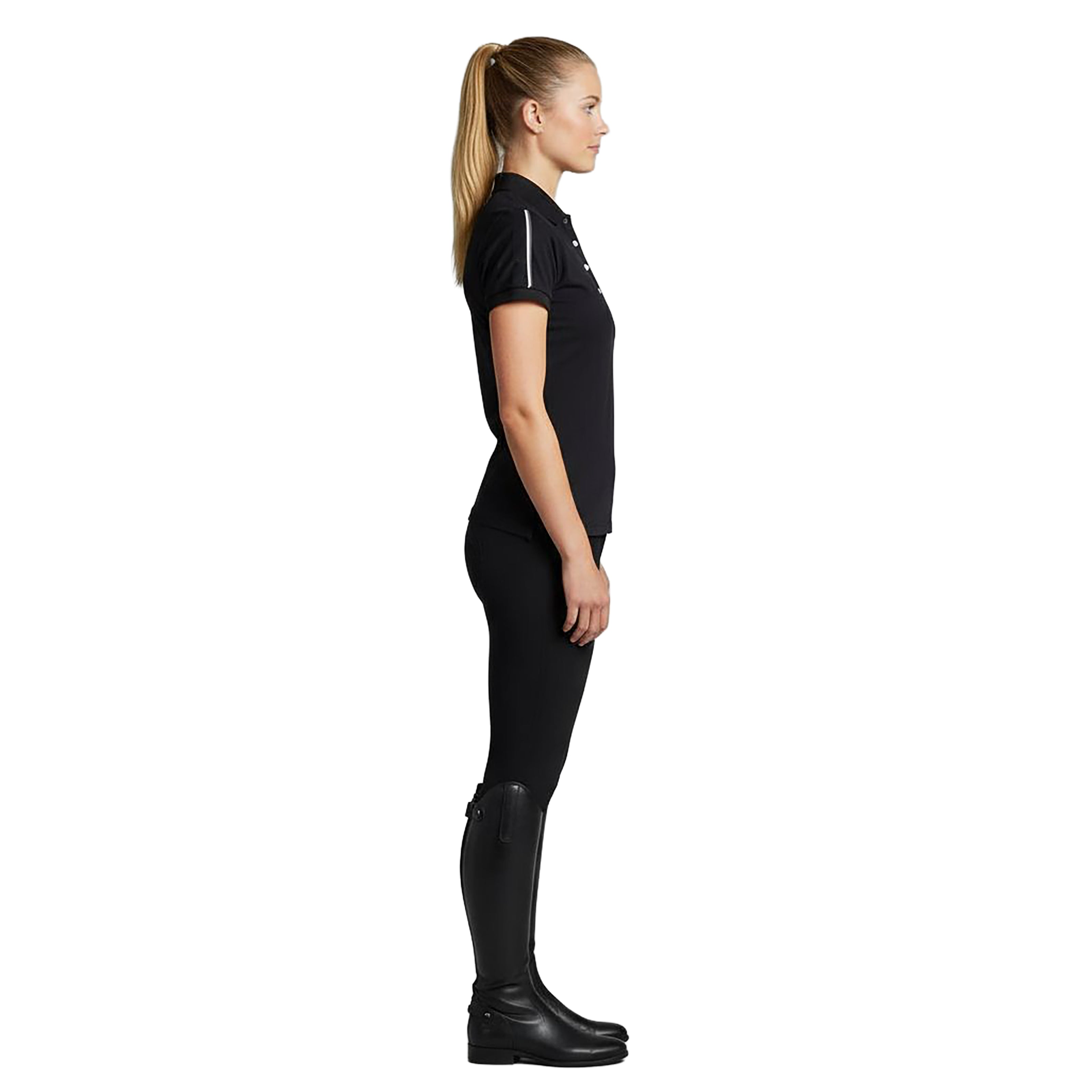 MERCED Polo Neck Pique T-Shirt Black (Jet Black)