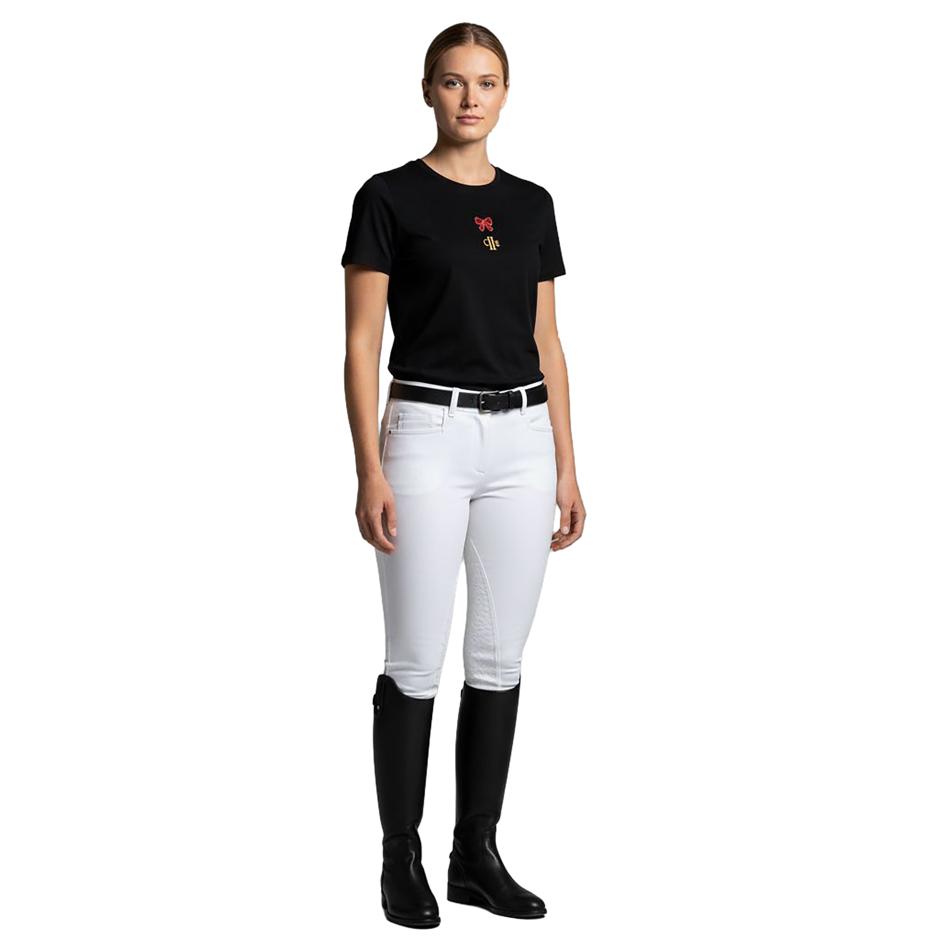 ALBERGO Ladies T-Shirt W embrodery Black (Jet Black)