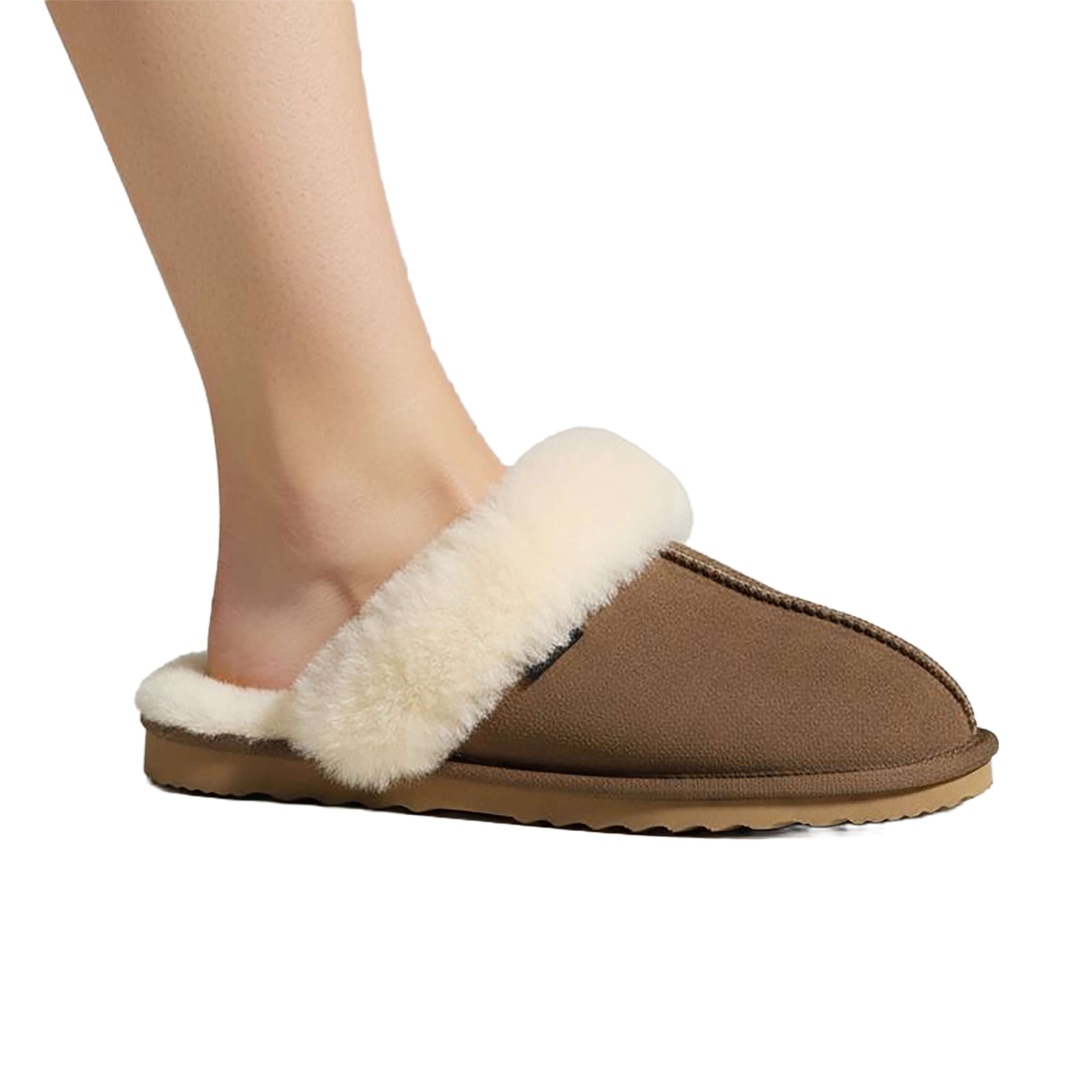 GROSETTO Ladies Sheepleather Slippers Chocolata