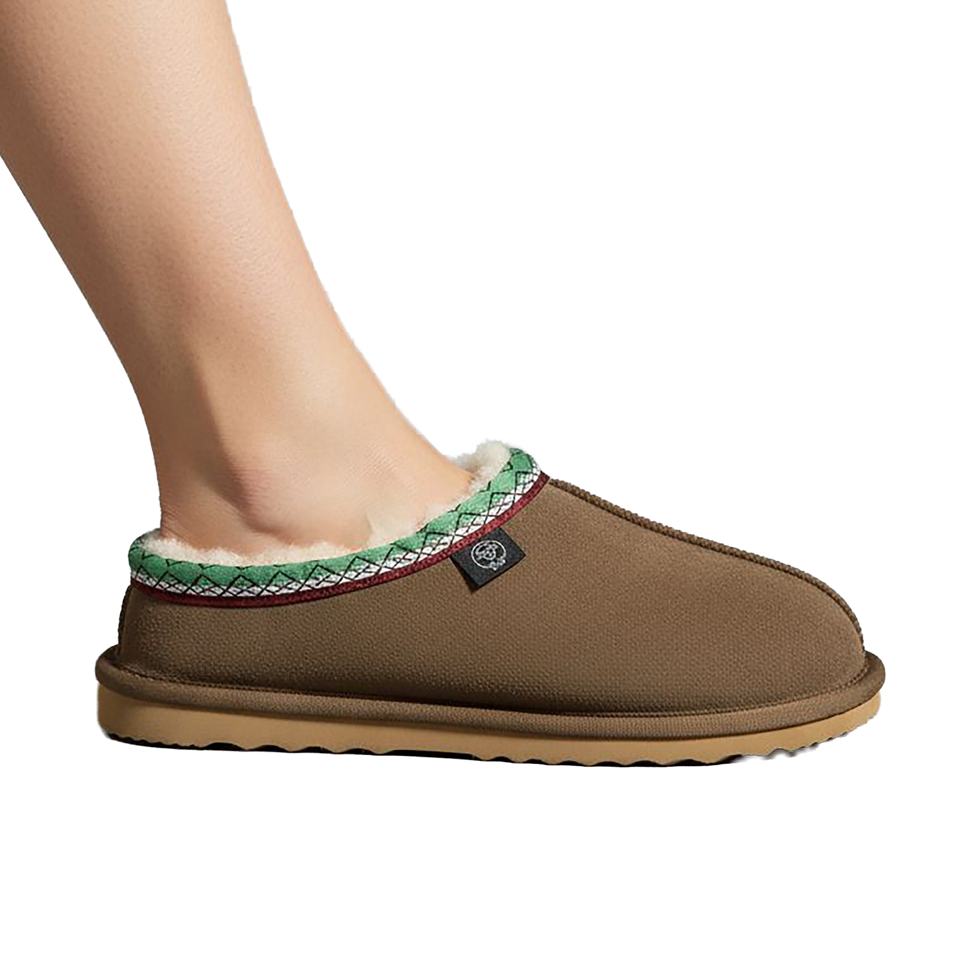 LUCCA Unisex Sheep Leather Slippers Chocolata