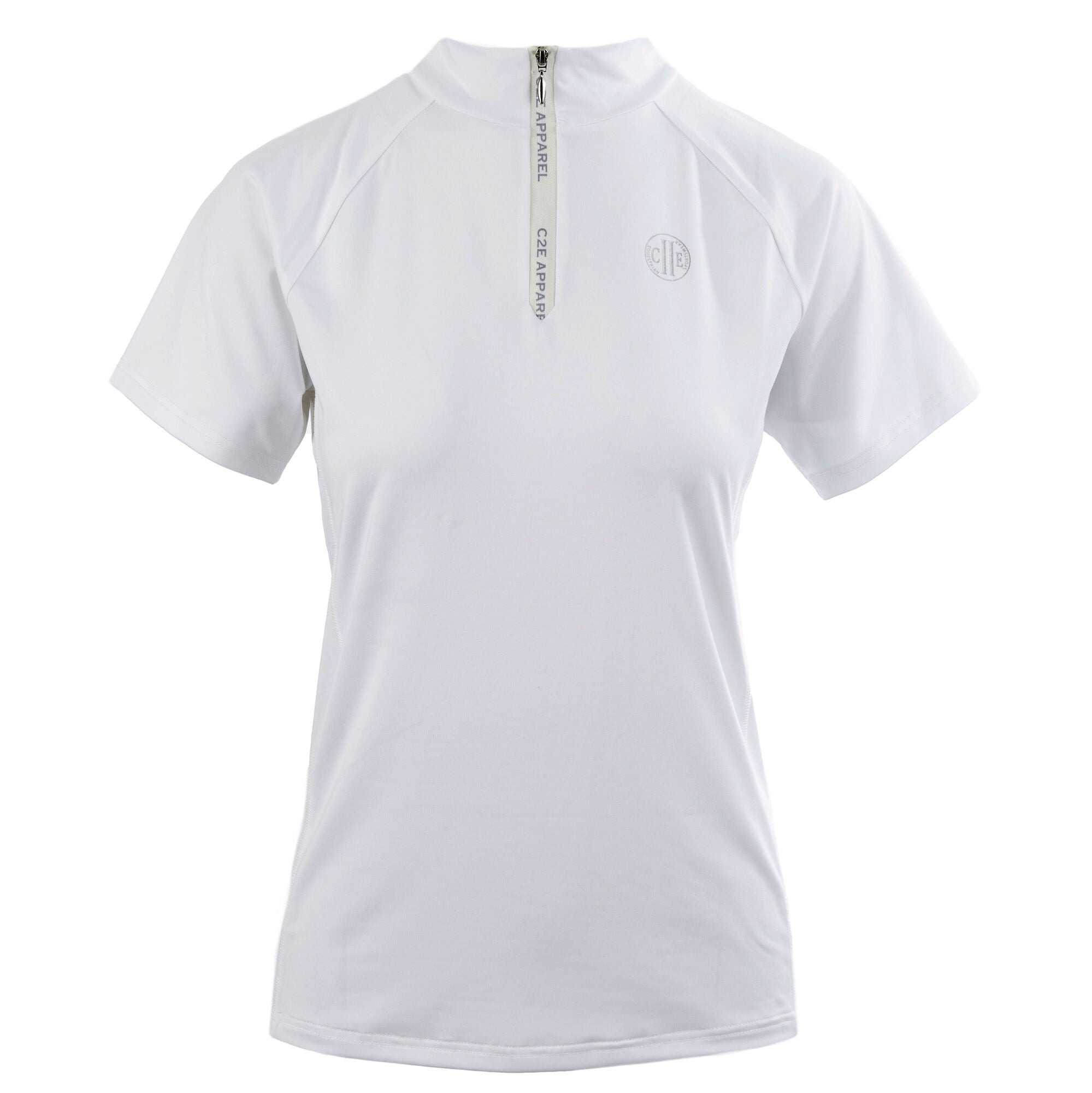 WEMBLEY Ladies Zip Neck T-Shirt White (Optical White)