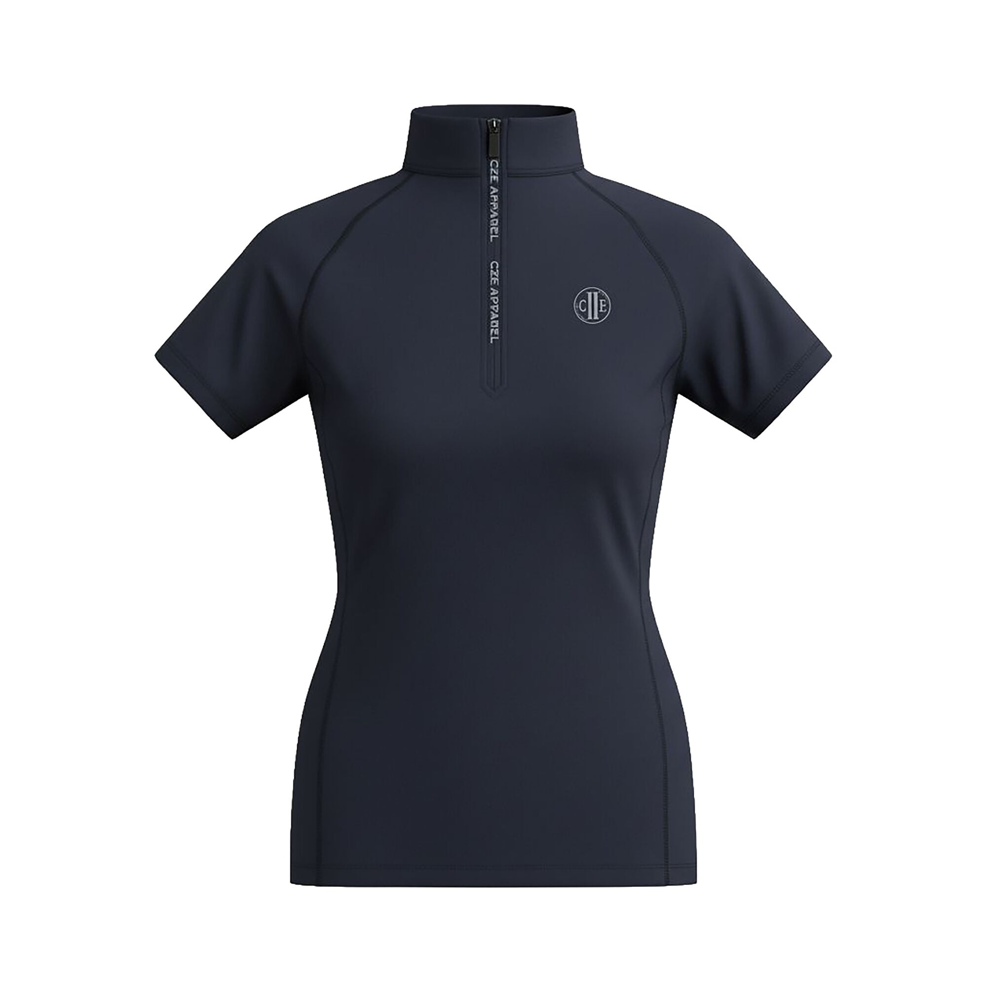 WEMBLEY Ladies Zip Neck T-Shirt Navy