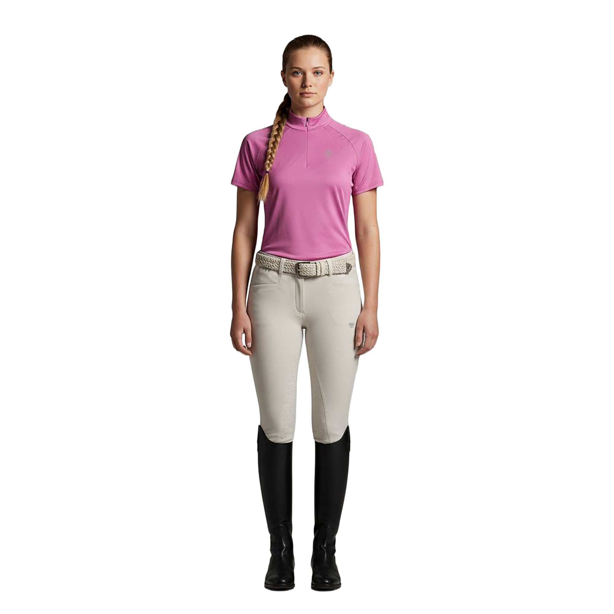 WESTMINISTER Ladies Zip Neck Top Spring Crocus (Pink)