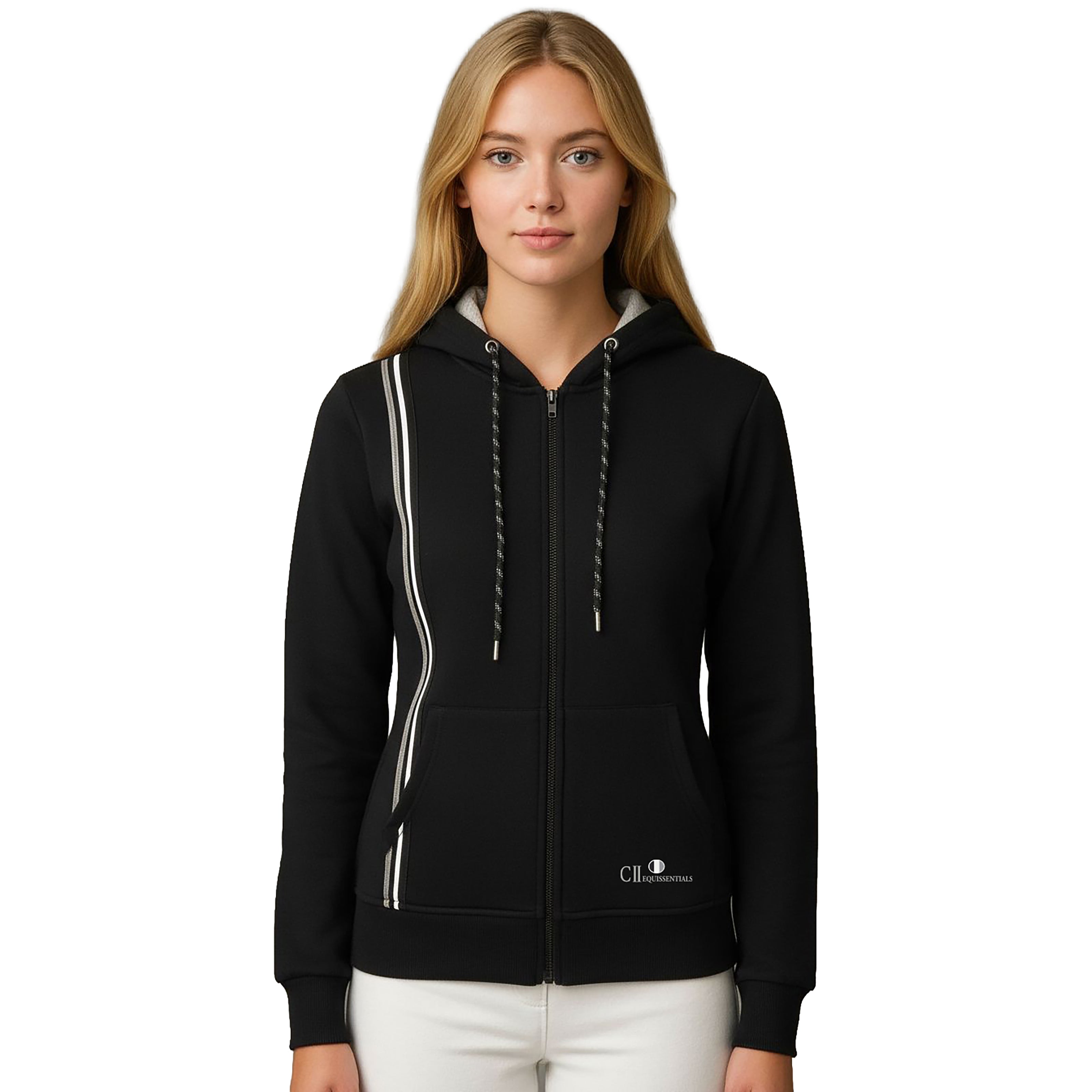 MENTECA Longsleeved Zip Hoodie Black (Jet Black)