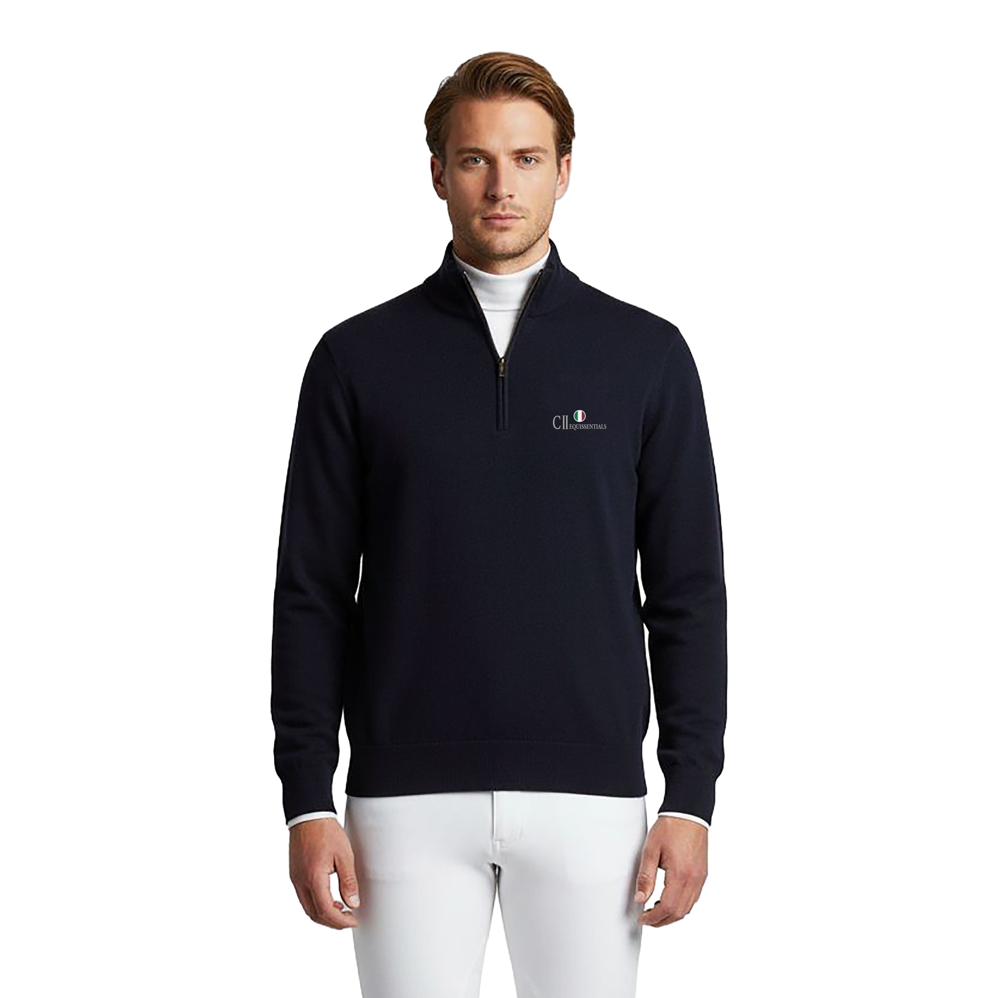 LIVERMORE Longsleeved Zip Neck Pullover Navy (Black Iris)