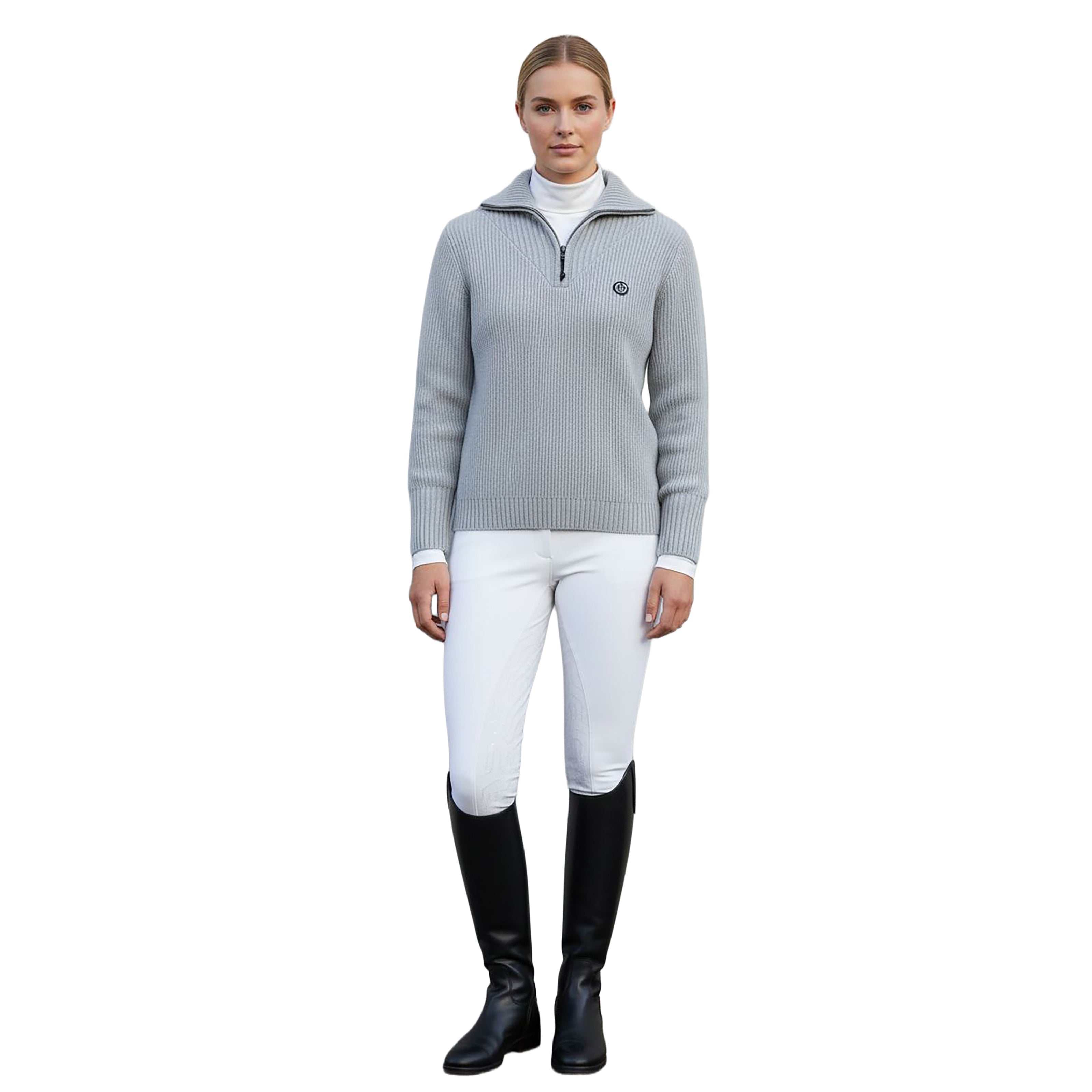 FREMONT Longsleeved Zip Neck Pullover Grey Melange