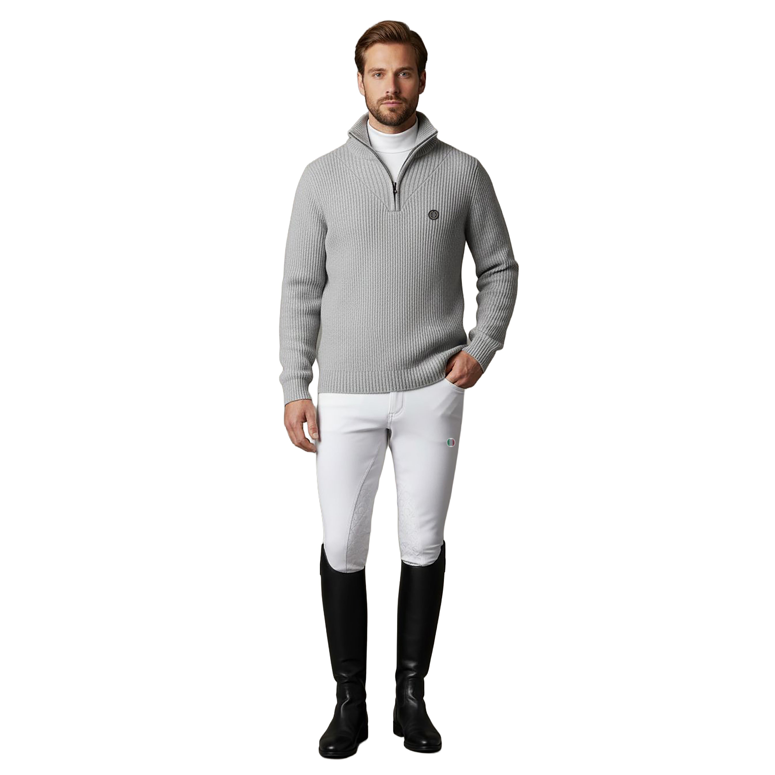 FREMONT Longsleeved Zip Neck Pullover Grey Melange