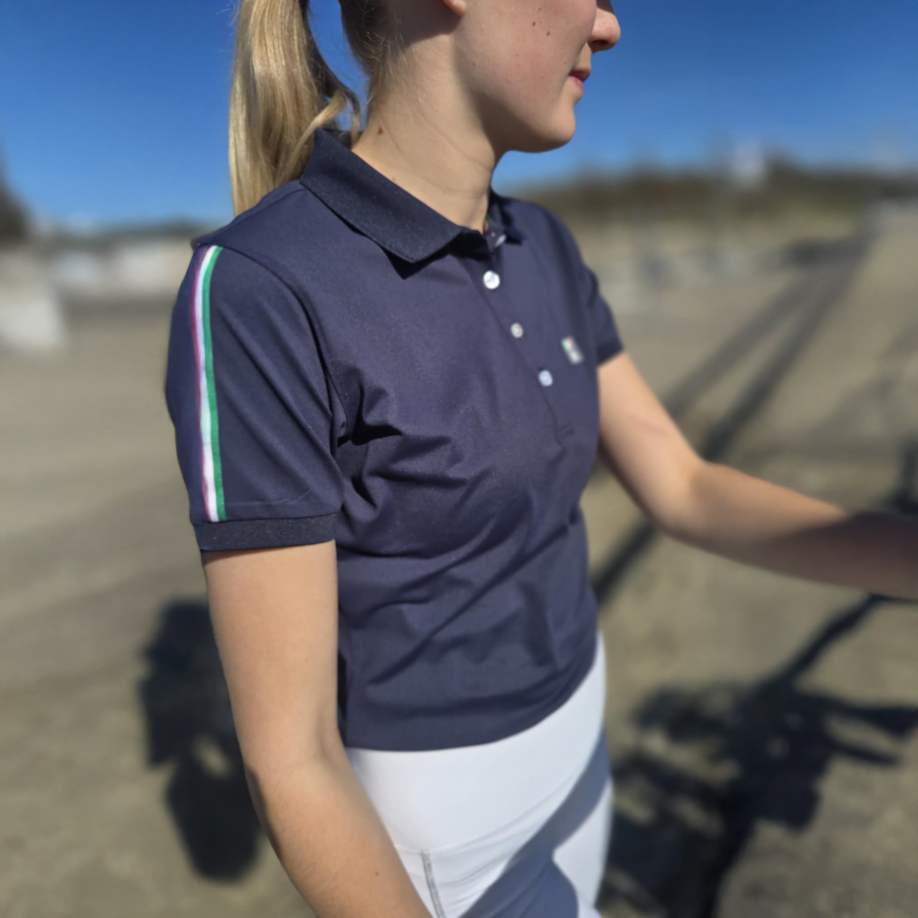 MERCED Polo Neck Pique T-Shirt Navy (Black Iris)