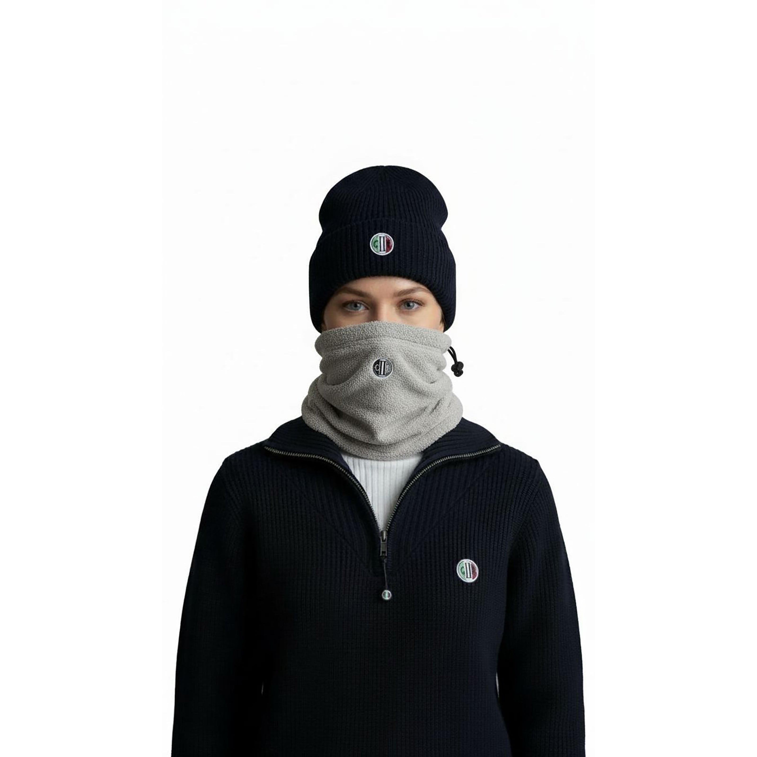 IRVINE Fleece Neck Grey Melange