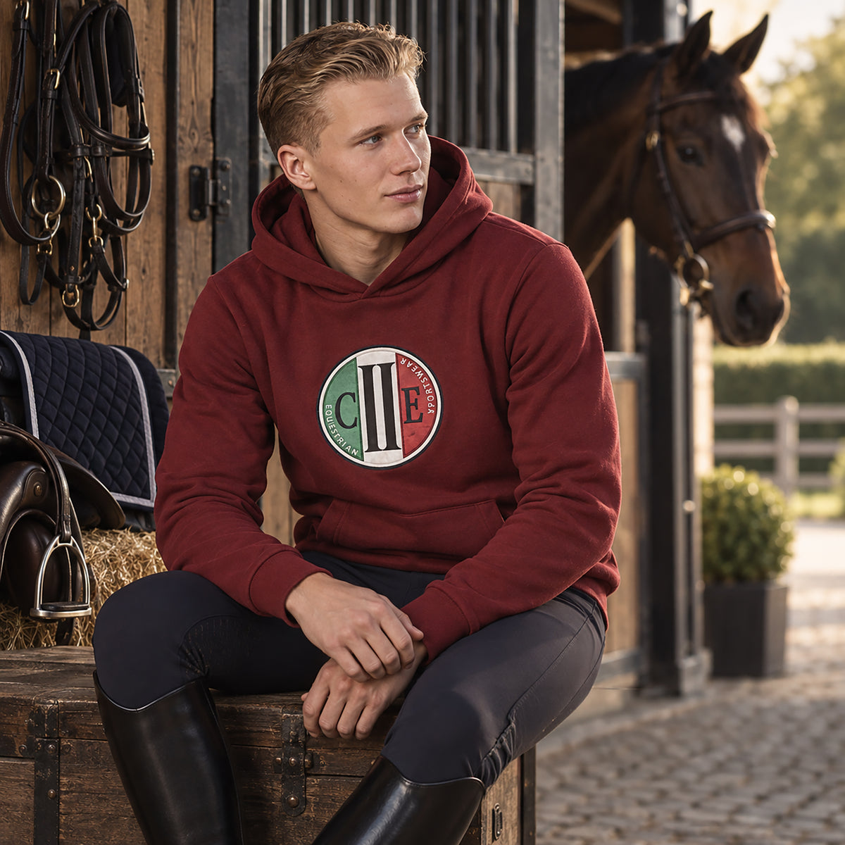 STOCTON Unisex Longsleeved Hoodie Winered (Biking Red)