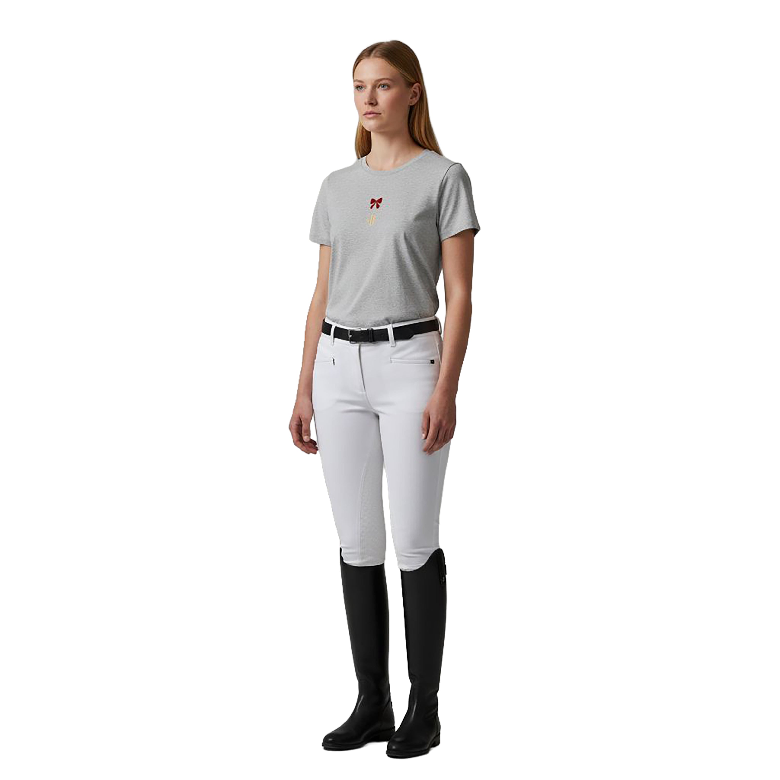 ALBERGO Ladies T-Shirt W embrodery Grey Melange