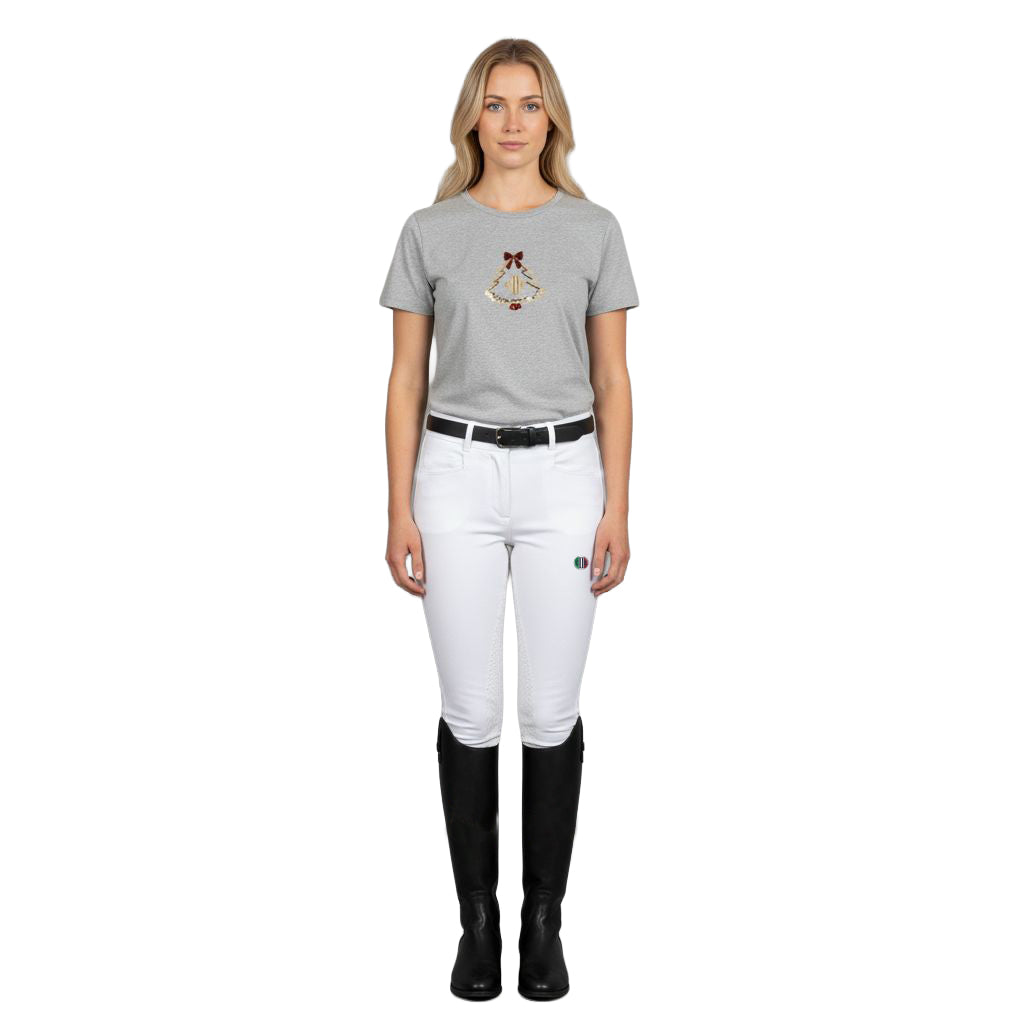 BUCINE Ladies T-Shirt w Embrodery Grey Melange