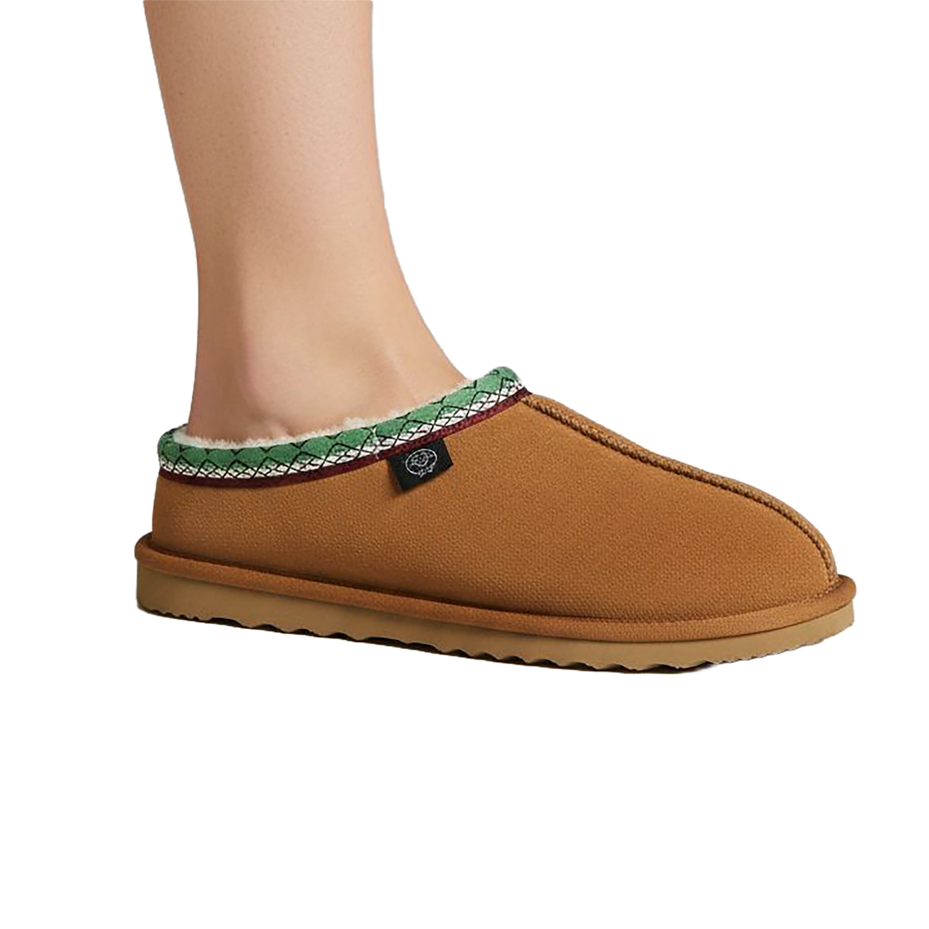 LUCCA Unisex Sheep Leather Slippers Cognac