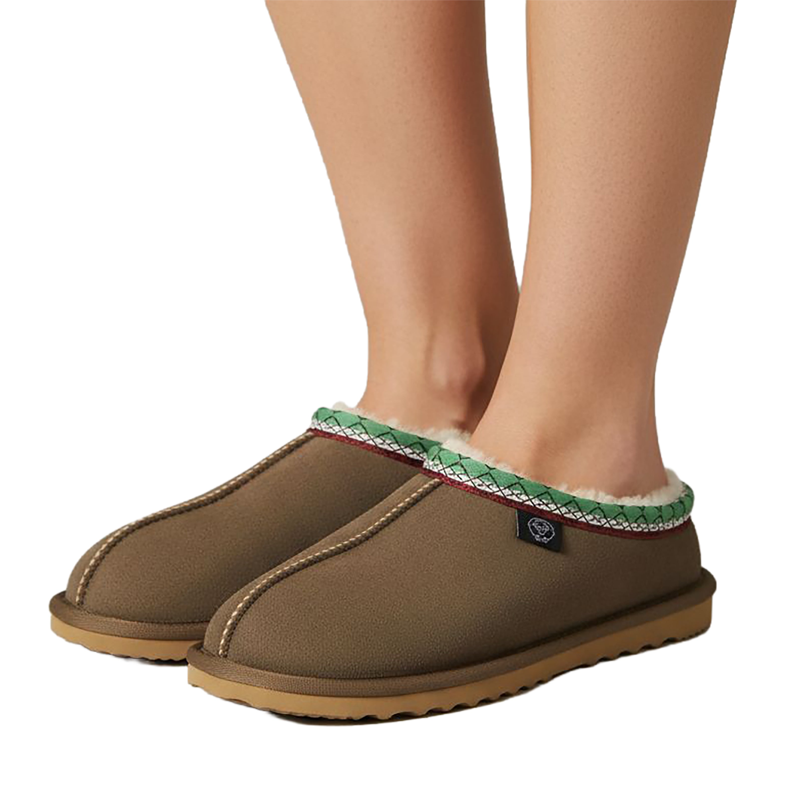 LUCCA Unisex Sheep Leather Slippers Chocolata