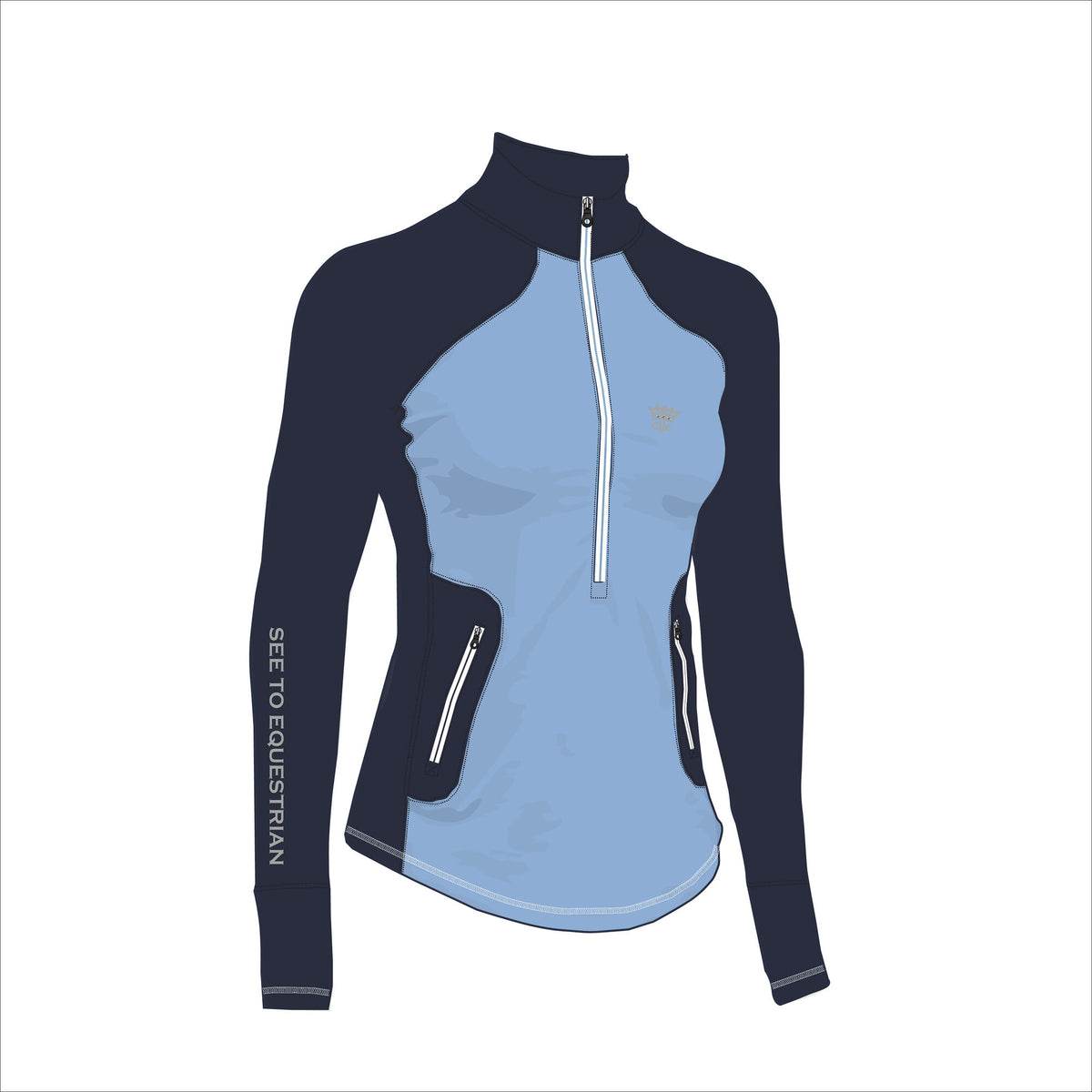 QUEENS PARK Ladies Zip Neck Trainingshirt Navy (Black Iris)
