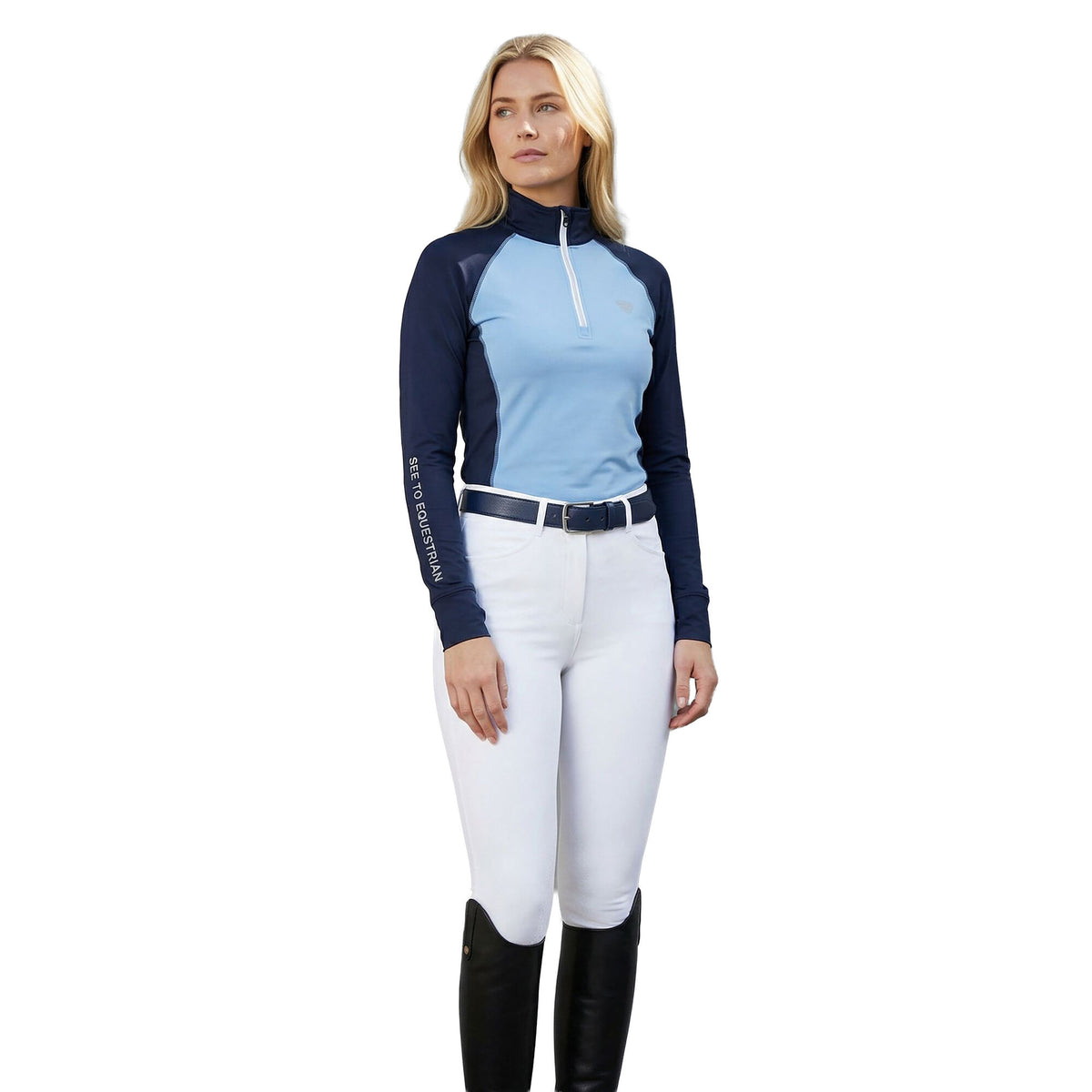 QUEENS PARK Ladies Zip Neck Trainingshirt Navy (Black Iris)