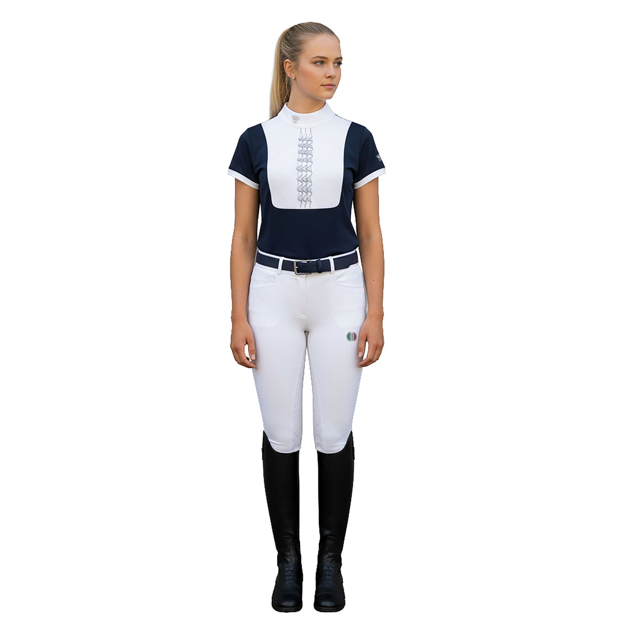 HOLBORN Ladies Showshirt SS w Shirtbreast Navy (Black Iris)