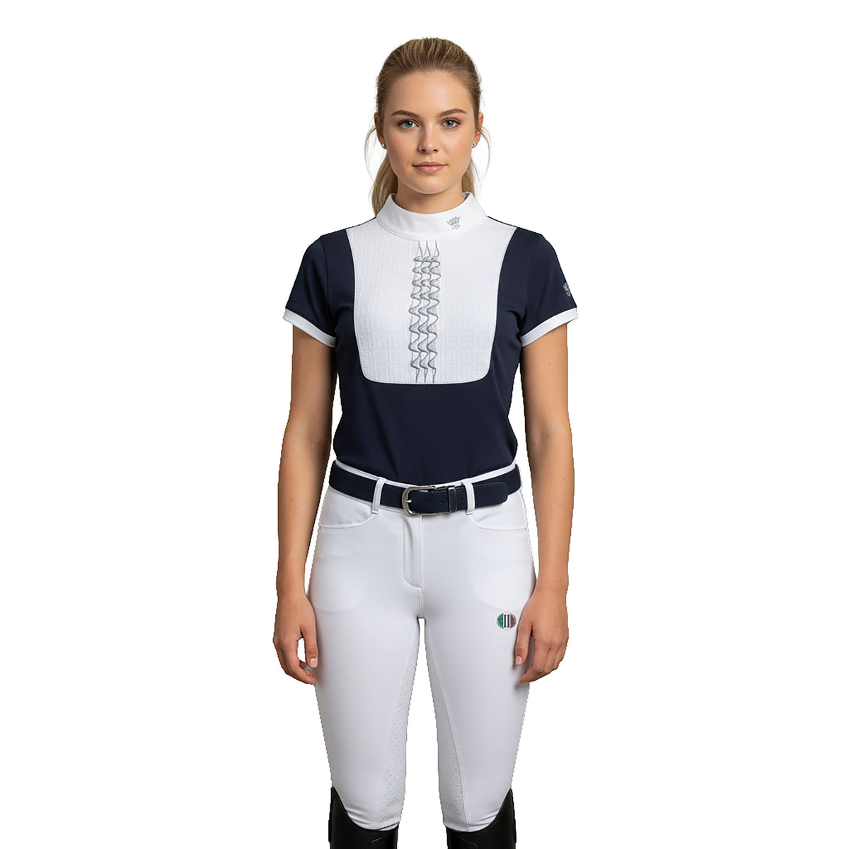 HOLBORN Ladies Showshirt SS w Shirtbreast Navy (Black Iris)